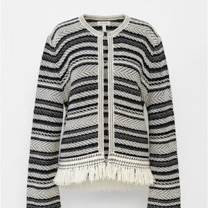 Tory Burch Chic Black and White Striped Cardigan